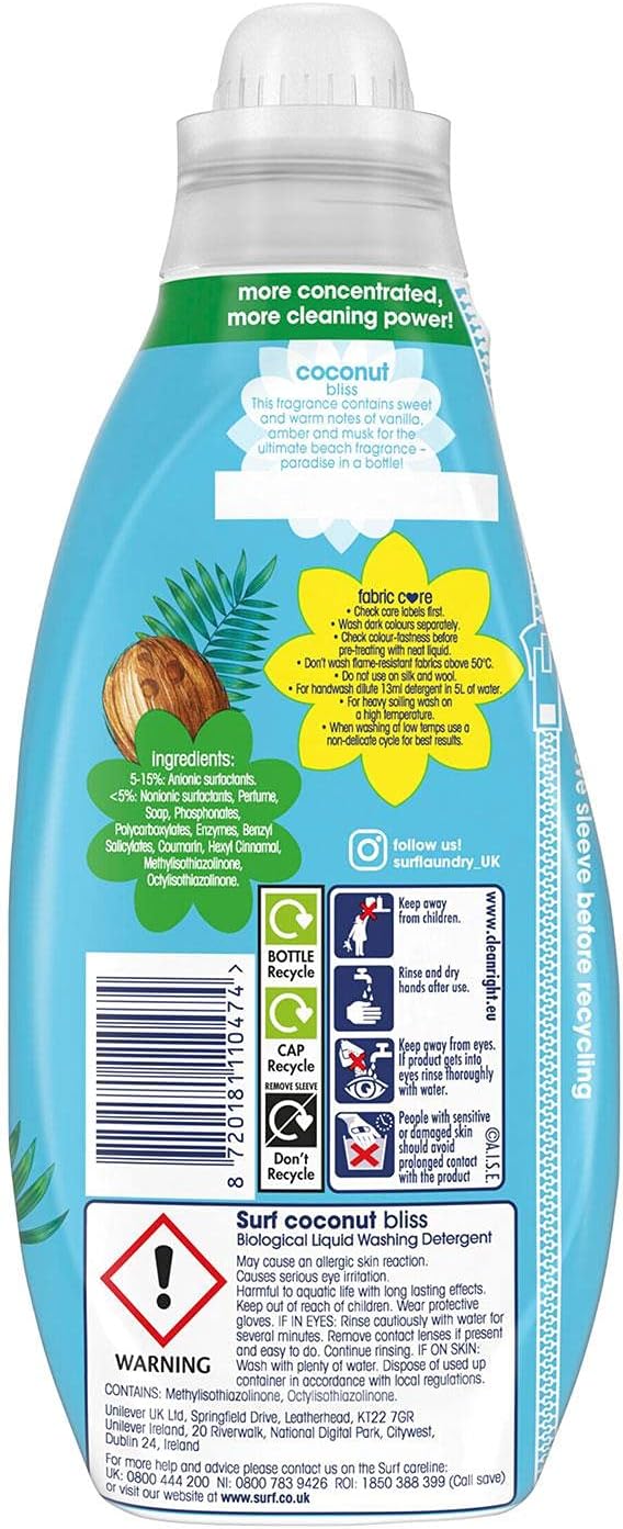 Surf Coconut Bliss Concentrated Liquid Detergent, 24 Washes, 648ml