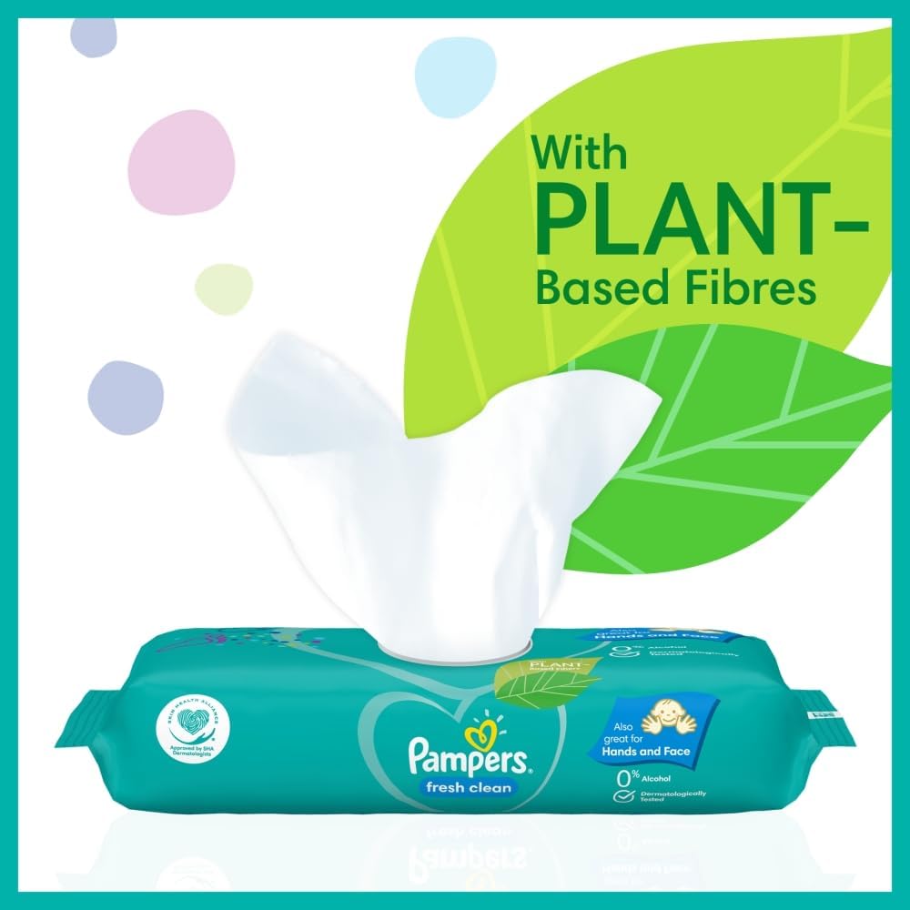 Pampers Fresh Clean Baby Wipes 52 Wipes (Pack of 6)