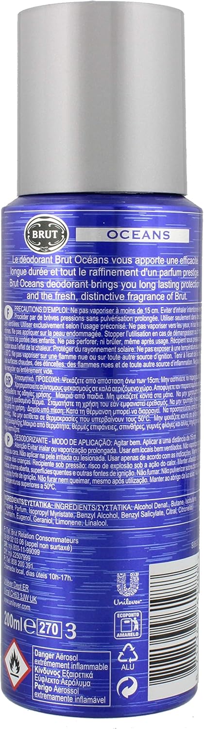 Brut Oceans Deodorant Body Spray For Men 200ml (Pack of 2)