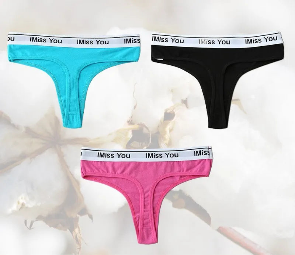 3Pcs S-3XL Women Thongs Cotton Panties